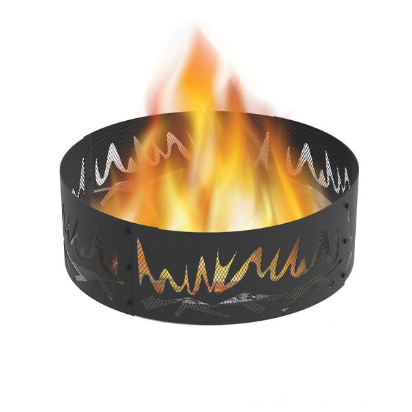 Black 36-Inch Abstract Fire Round Fire Ring, image 2