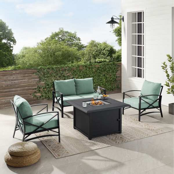 Kaplan Mist and Oil Rubbed Bronze Outdoor Conversation Set with Fire Table, 4 Piece, image 3
