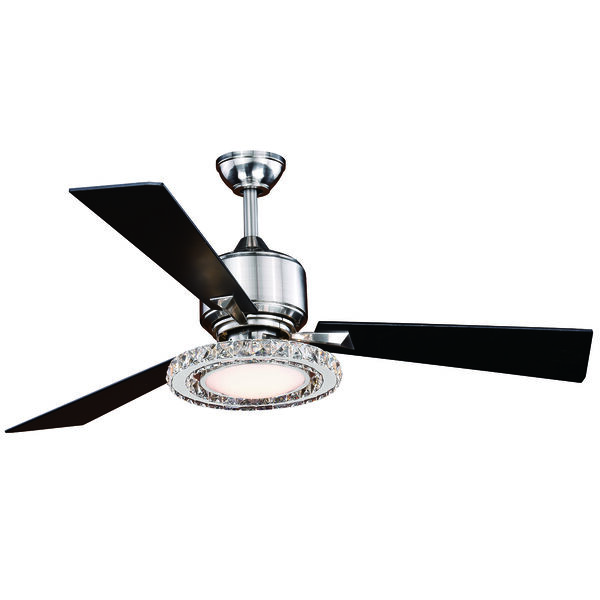 Clara Brushed Nickel 52-Inch Ceiling Fan With Crystals and LED Light Kit, image 1