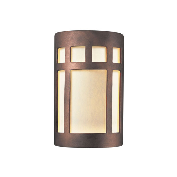 Ambiance Antique Copper Six-Inch Prairie Window Closed Top and Bottom LED Outdoor Wall Sconce, image 1