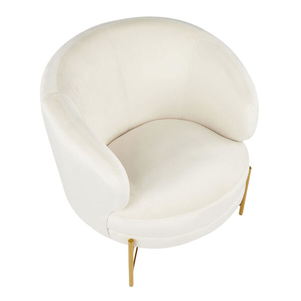Chloe Gold and Cream Velvet Upholstered Accent Chair, image 5