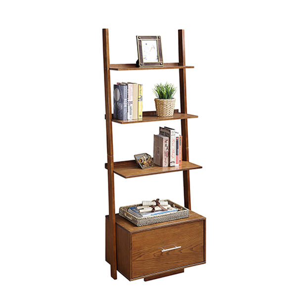 American Heritage Dark Walnut Ladder Bookcase with File Drawer, image 3
