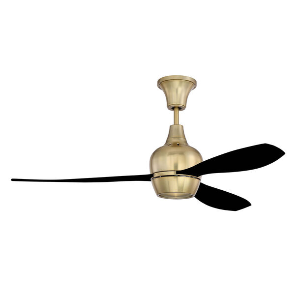 Bordeaux Satin Brass Led 52-Inch Ceiling Fan With Flat Black Blade, image 2