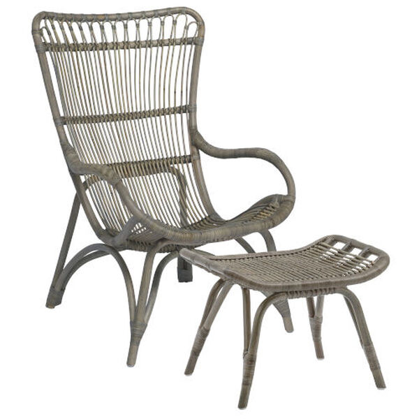 Monet Taupe Gray High Back Lounge Chair and Footstool, image 1