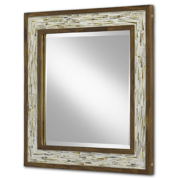 Aquila White and Pecan Small Wall Mirror, image 2