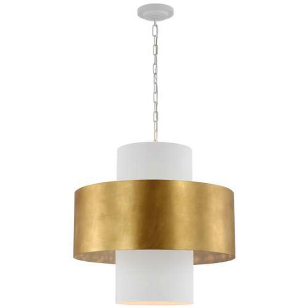 Chalmette Plaster White and Gold 25-Inch Eight-Light Layered Pendant by Julie Neill, image 1