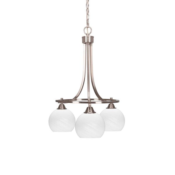 Paramount Brushed Nickel Three-Light Chandelier with White Marble Glass, image 1