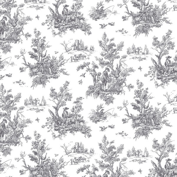 Black Toile Wallpaper - SAMPLE SWATCH ONLY, image 1