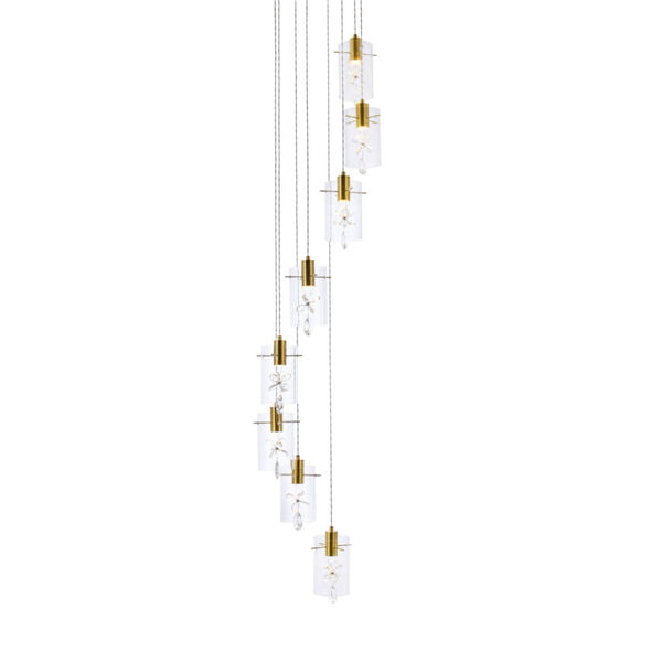 Hana Gold Eight-Light LED Pendant with Royal Cut Clear Crystal, image 3