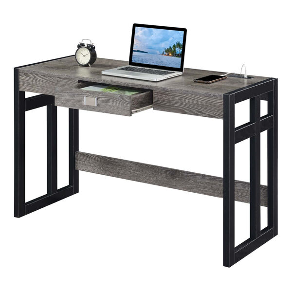 Monterey Weathered Gray and Black Desk with Charging Station, image 6