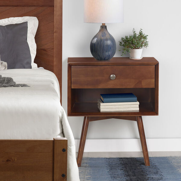 Brown One Drawer Nightstand, image 1