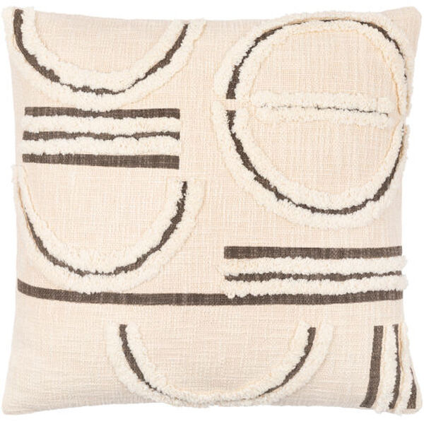 Azibo Charcoal, Light Beige and Cream Throw Pillow, image 1