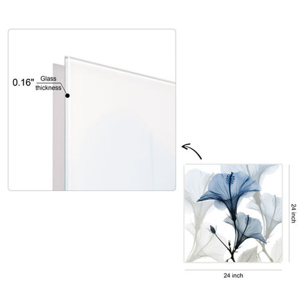 Blue X-ray Floral Frameless Free Floating Tempered Glass Graphic Wall Art, image 4