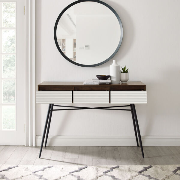Lane Solid White and Dark Walnut Three-Drawer Entry Table, image 4