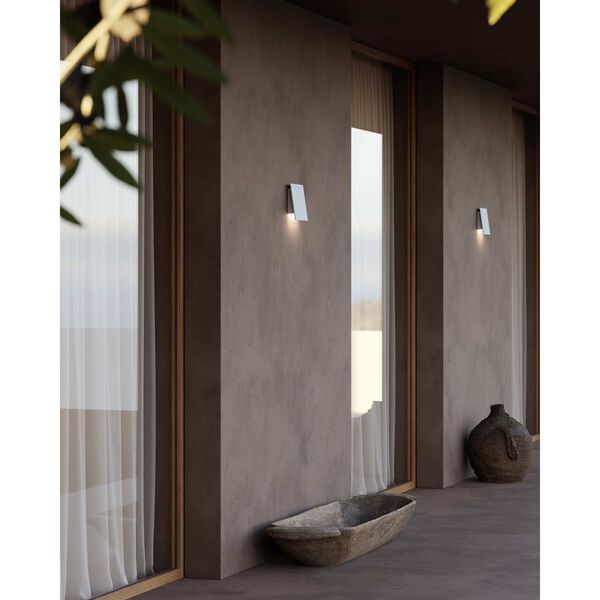 Angled Plane LED Textured White 1-Light Outdoor Wall Sconce 7-Inch, image 5