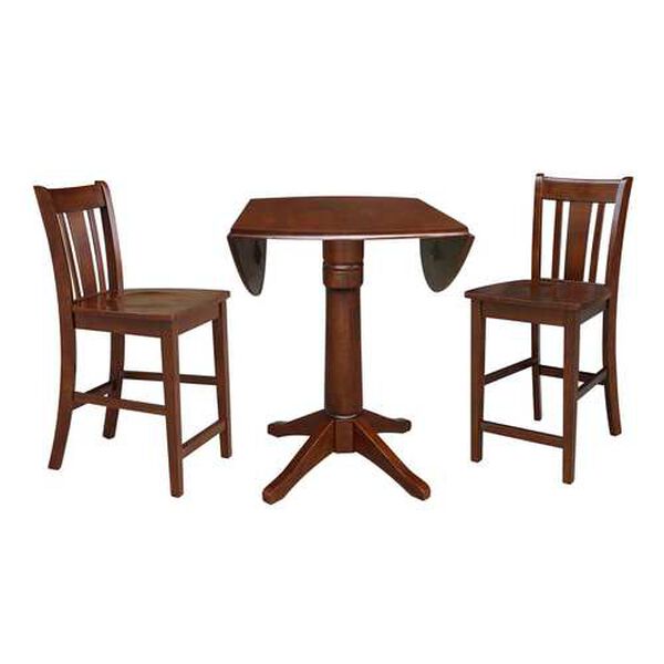 Espresso 36-Inch Round Pedestal Table with Counter Height Stools, 3-Piece, image 5
