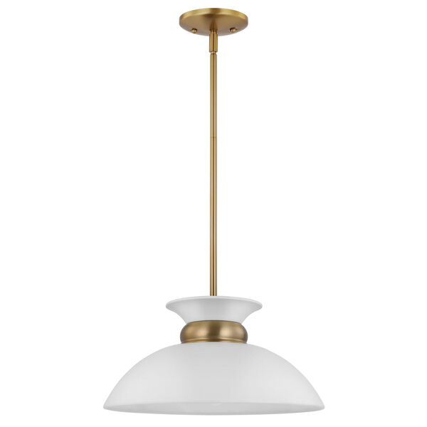Perkins Matte White and Polished Nickel 15-Inch One-Light Pendant, image 2