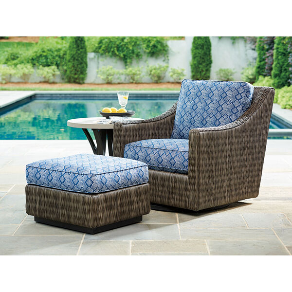 Cypress Point Ocean Terrace Brown and Blue Swivel Glider Lounge Chair, image 2