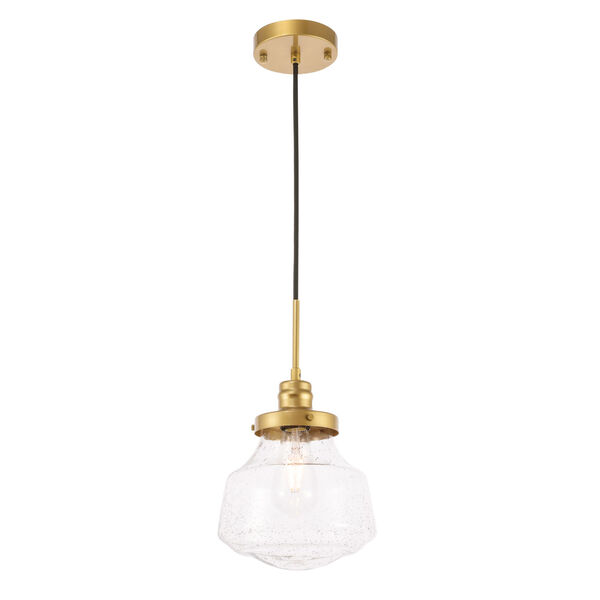 Lyle Brass Eight-Inch One-Light Mini Pendant with Clear Seeded Glass, image 6