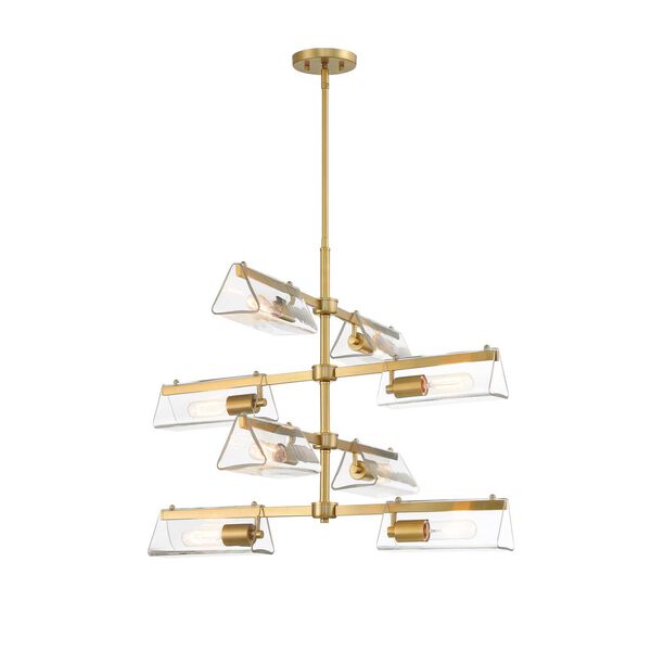 Latitude Brushed Gold Chandelier with Clear Glass Shades, image 6