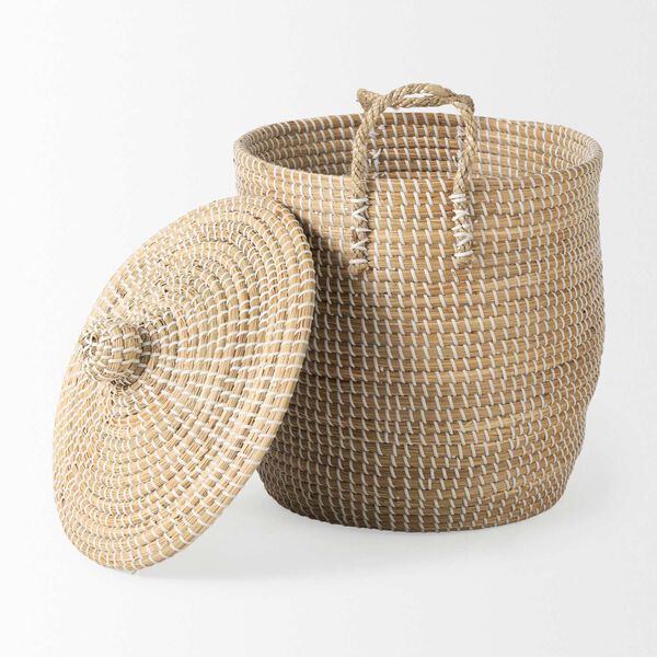 Olivia Beige Seagrass Basket with Lid and Handles, Set of 3, image 4