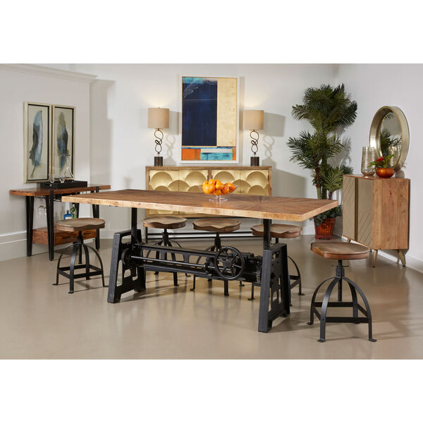 Del Sol Brown and Black Adjustable Height Crank Dining Table, image 4