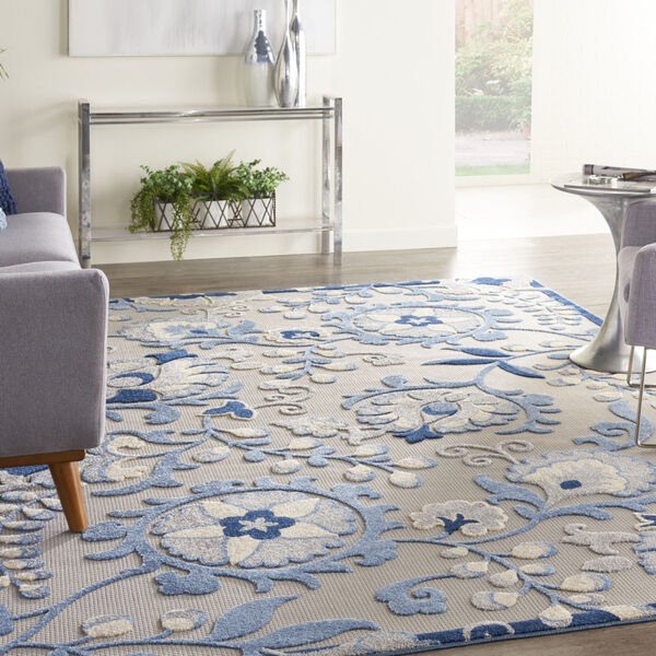 Aloha Blue and Natural Indoor/Outdoor Area Rug, image 1