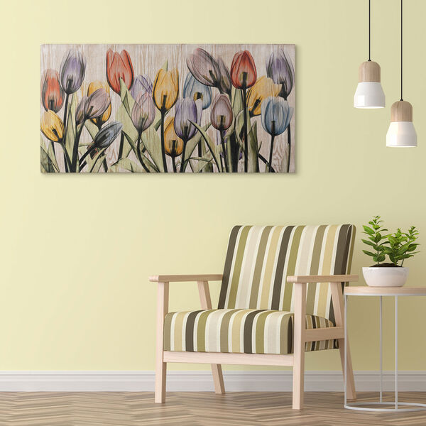 Tulipscape Giclee Printed on Hand Finished Ash Wood Wall Art, image 1