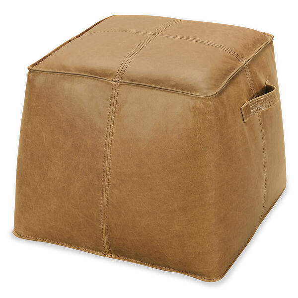 Dizzy Light Brown Leather Ottoman, image 1