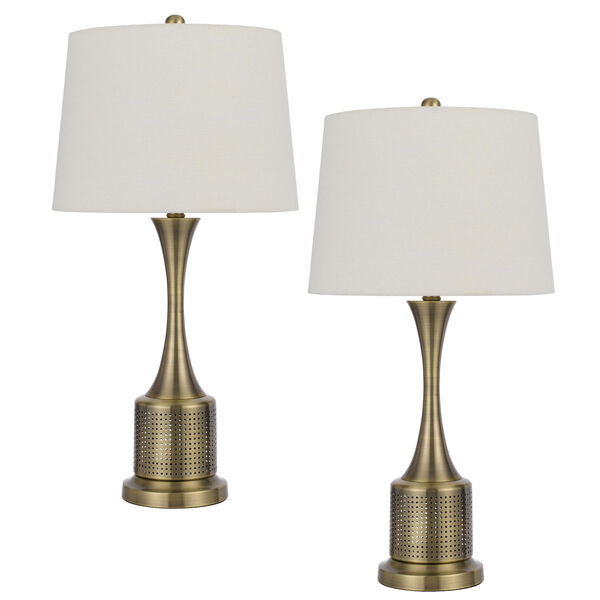 Toccoa Antique Brass Two-Light Metal Table Lamp, Set of 2, image 1