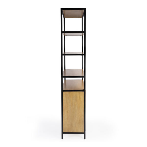 Hans Natural and Black Bookcase with Doors, image 3