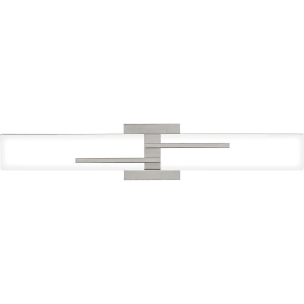 Allison Brushed Nickel 24-Inch Integrated LED ADA One-Light Bath Vanity with Etched White Painted Glass, image 1