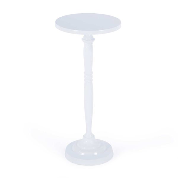 Landon Ivory Outdoor Round Metal Pedestal Side Table, image 1