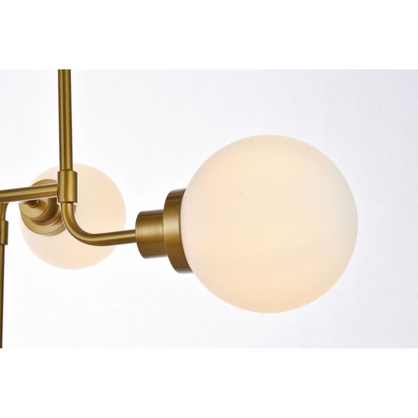 Hanson Brass and Frosted Shade Eight-Light Pendant, image 5