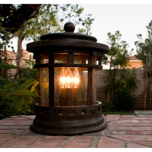 Santa Barbara Sienna Three-Light Outdoor Deck Lantern with Seedy Glass, image 3