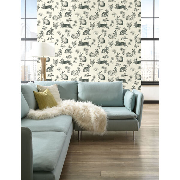 Inspired by Color Black and White Bunny Toile Wallpaper, image 3
