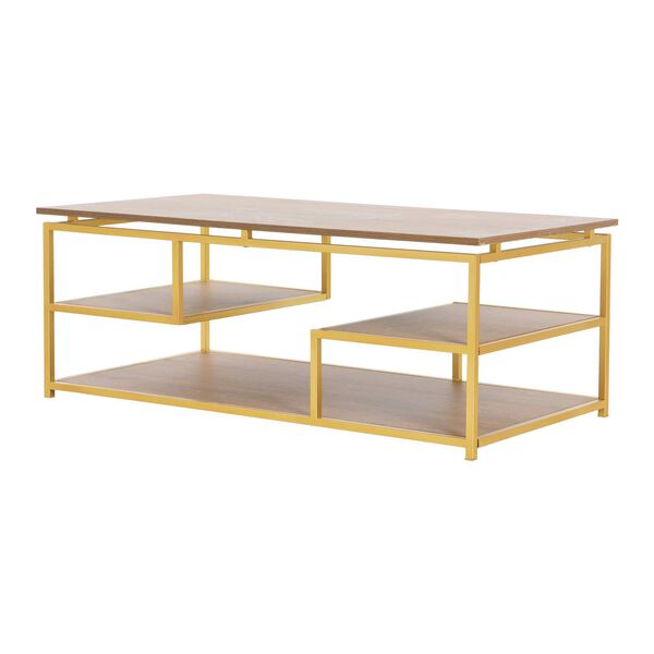 Natural and Gold Mult-Tiered Coffee Table, image 1