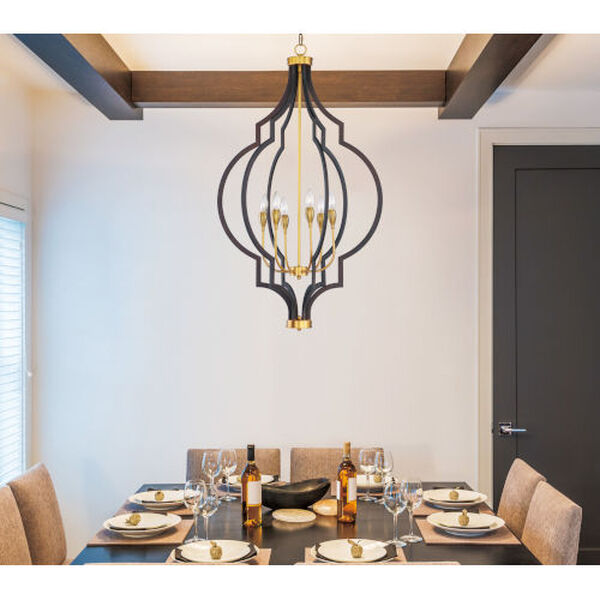 Crest Oil Rubbed Bronze and Antique Brass Six-Light Pendant, image 2