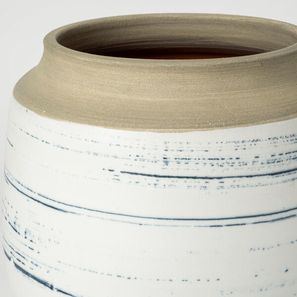 Sonnett White and Blue 10-Inch Ceramic Vase, image 5