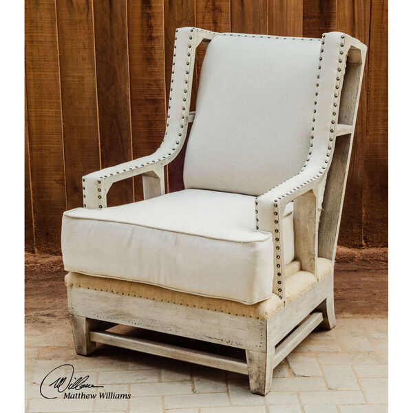 Schafer Aged White 44-Inch Arm Chair, image 2