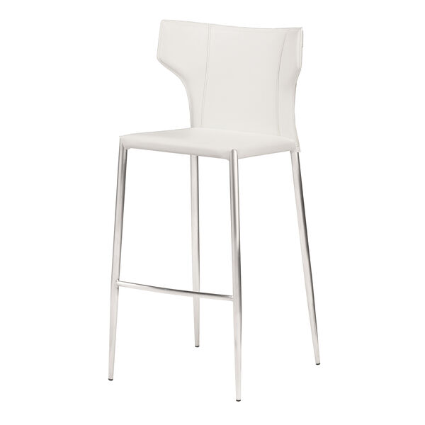 Wayne Matte White and Silver 38-Inch Counter Stool, image 2