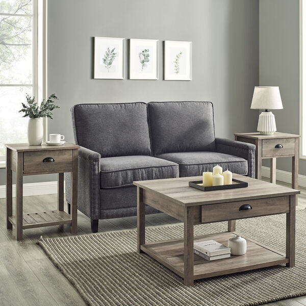 Grey Wash Coffee Table and Side Table Set, 3-Piece, image 3