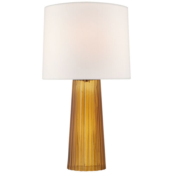 Danube Medium Table Lamp in Amber with Linen Shade by Barbara Barry, image 1
