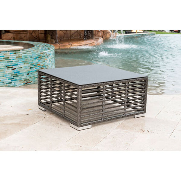 Intech Grey Outdoor Square Coffee Table with glass, image 2