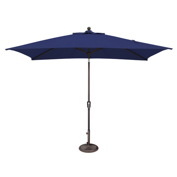 Catalina 6x10 Foot Rectangular Market Umbrella in Navy Sunbrella and Bronze, image 1