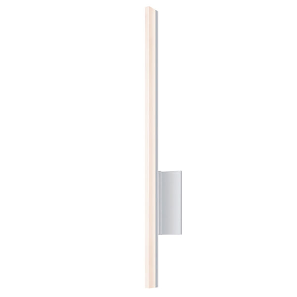 Stiletto Bright Satin Aluminum LED 24-Inch Dimmable Wall Sconce/Bath Fixture with White Etched Shade, image 1