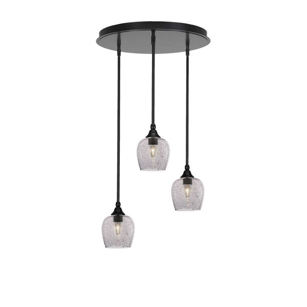 Empire Matte Black Three-Light Cluster Pendalier with Six-Inch Smoke Bubble Glass, image 1