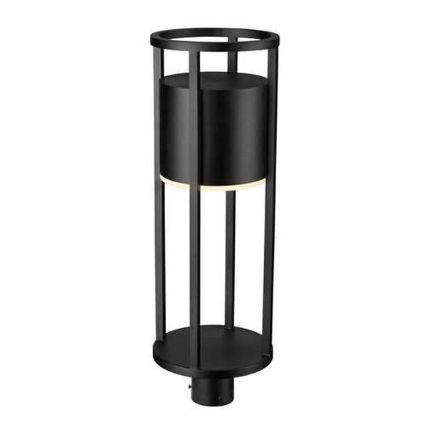 Luca Black LED Outdoor Post Mount Fixture with Etched Glass Shade, image 3