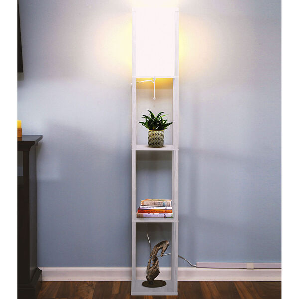 Maxwell White LED Floor Lamp with Shelf, image 4