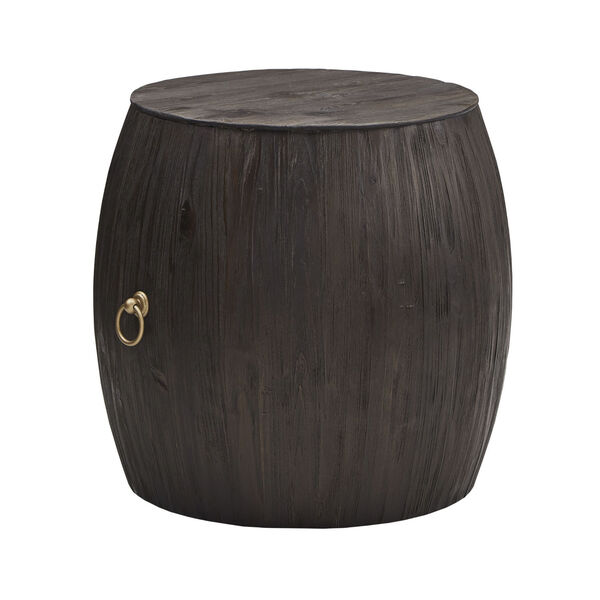 Cardin Reclaimed Dark Wood and Gold Ring End Table, image 1